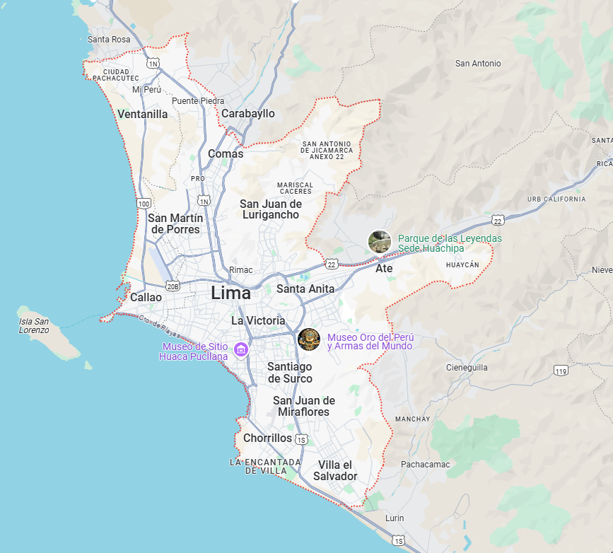 Mapa de Lima, Perú